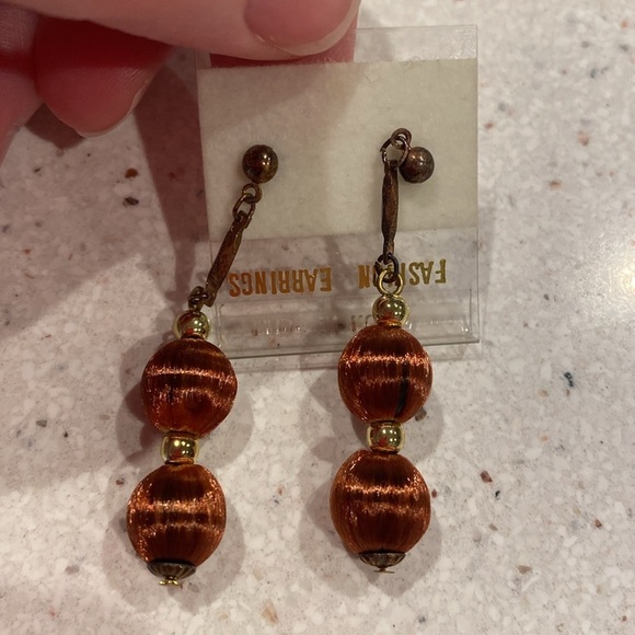 Vintage Spun Silk Bead Endless Necklace & Earrings - Picture 7 of 10